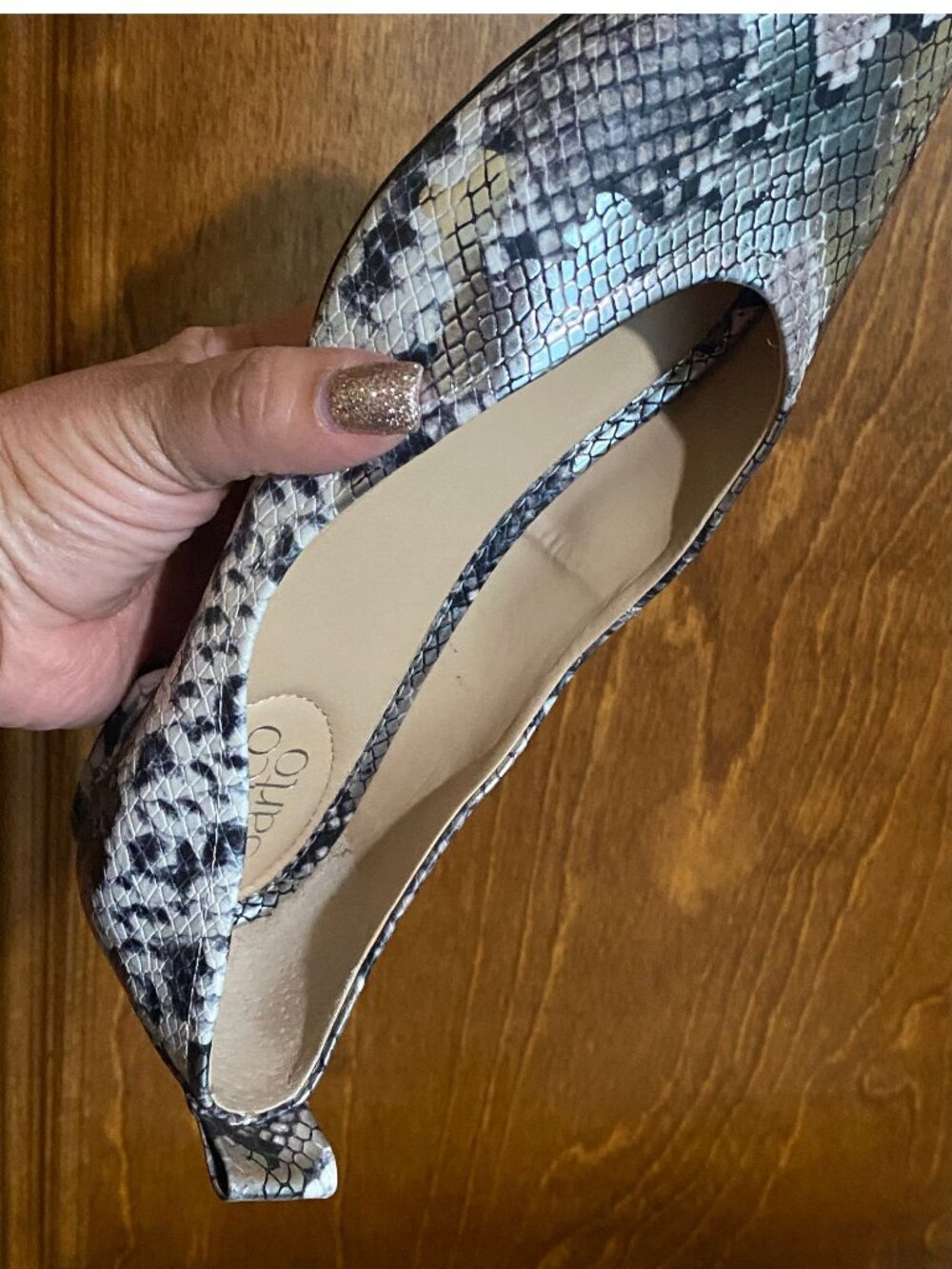 Franco Sarto Snake Print Flats Size 8 Square Toe - Picture 7 of 9